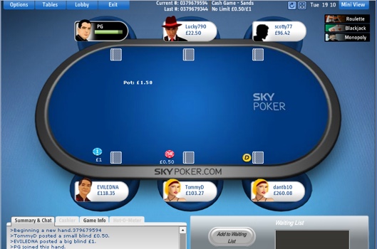 Sky Poker Table View